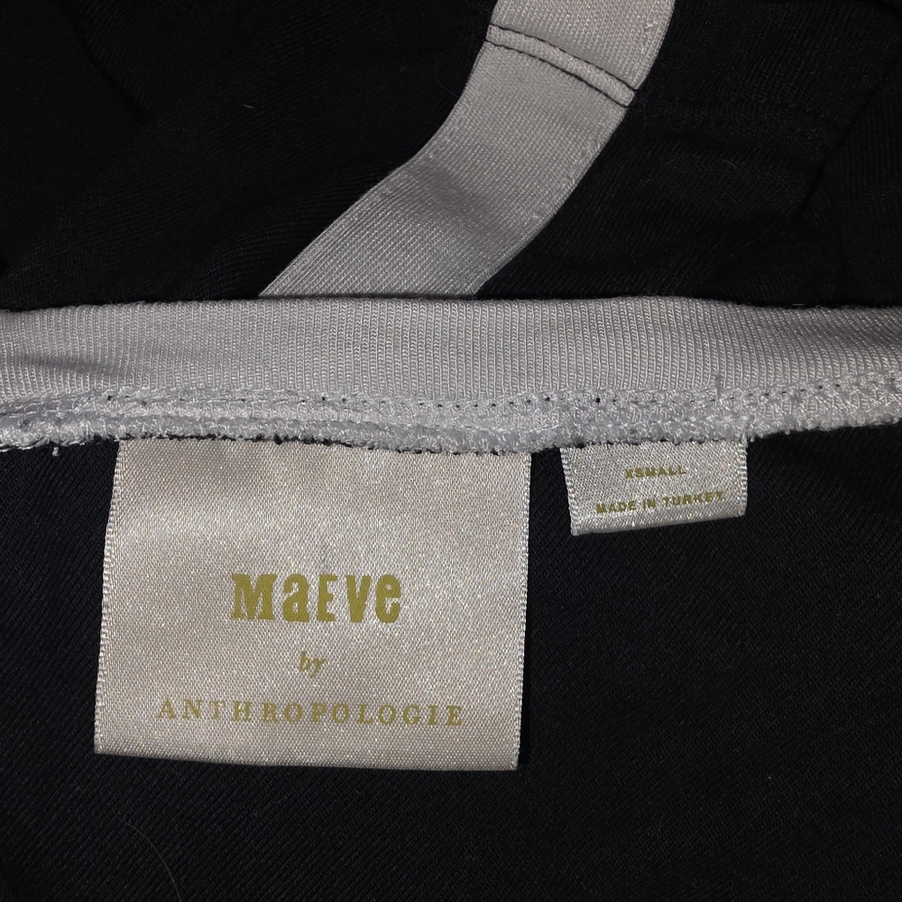 Anthropologie Maeve V Back Tee Size XS Black/White - Picture 5 of 9